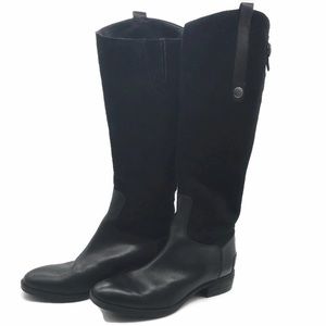 Sam Edelman Pembrooke Boots Black Suede & Leather Tall Boots size 6.5